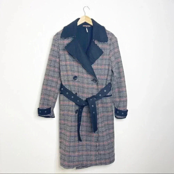 Free People Double Vision Coat Houndstooth Plaid Jacket Size XS - Picture 9 of 10